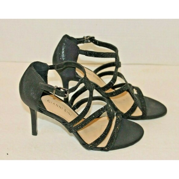 Gianni Bini Heels Sandals Dazzle Black Stones Open Toe Womens Size 8.5M - Picture 3 of 7